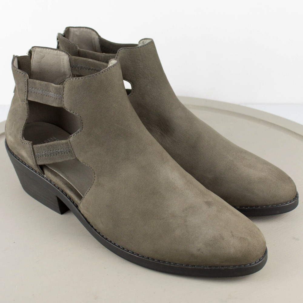 Eileen Fisher Vanda Tumbled Graphite Nubuck Ankle Boots Womens SIZE 11